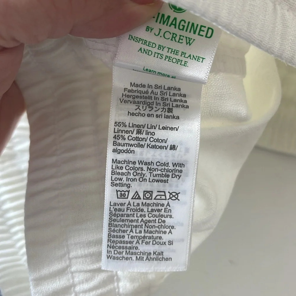 J Crew Linen Cotton Blend Drawstring Pants White 16